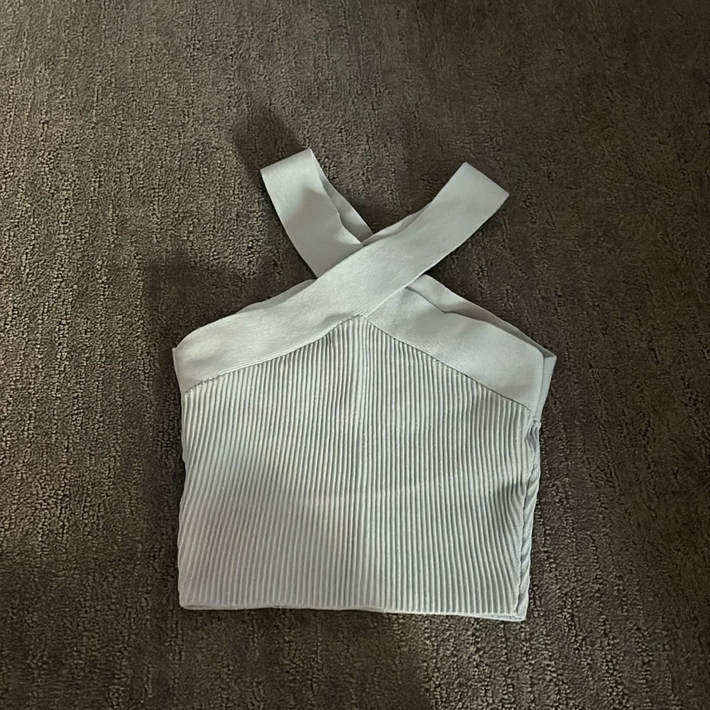 aritzia light green cross neck top
